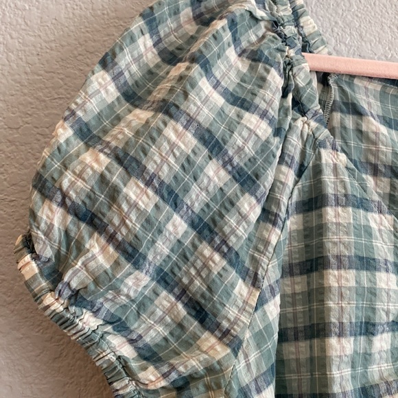 Madewell Plaid Puff-Sleeve Ruched Bodice Top Size X Large - Picture 4 of 10